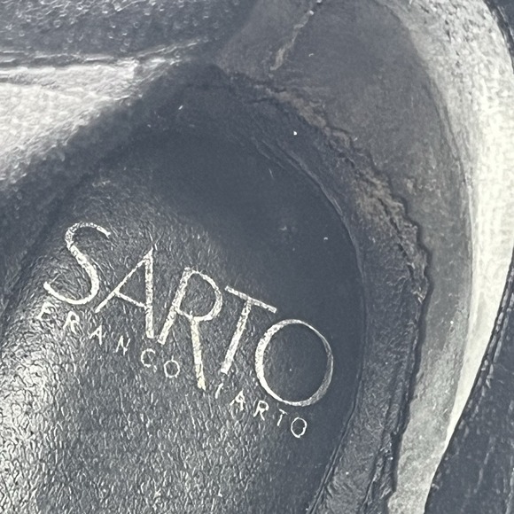 Franco Sarto Booties Ankle Boot Block Heel Buckle Lace Zip Moto Black 8.5 Goth - Picture 16 of 16